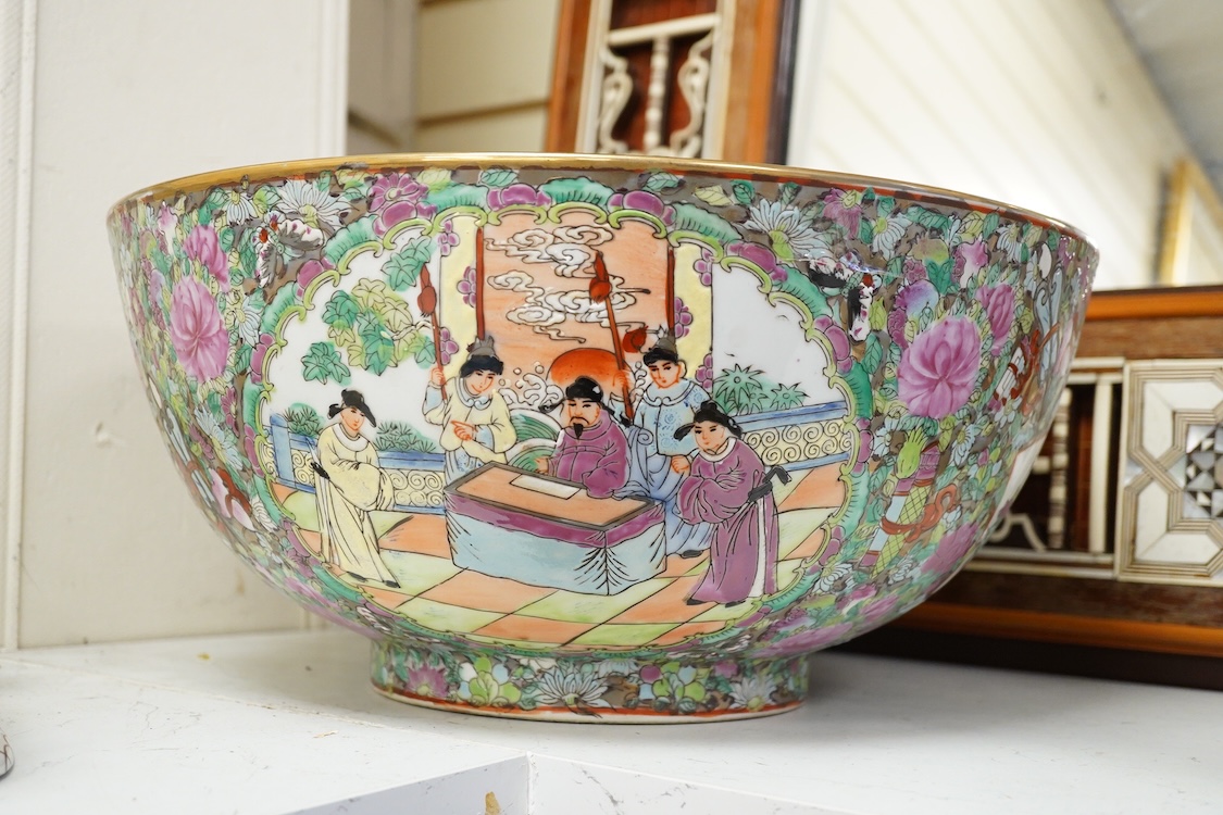 A Chinese famille rose punch bowl, 40.5cm diameter.